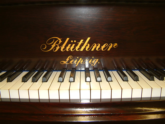 Bluthner Grand Piano Brass Inlaid Name.